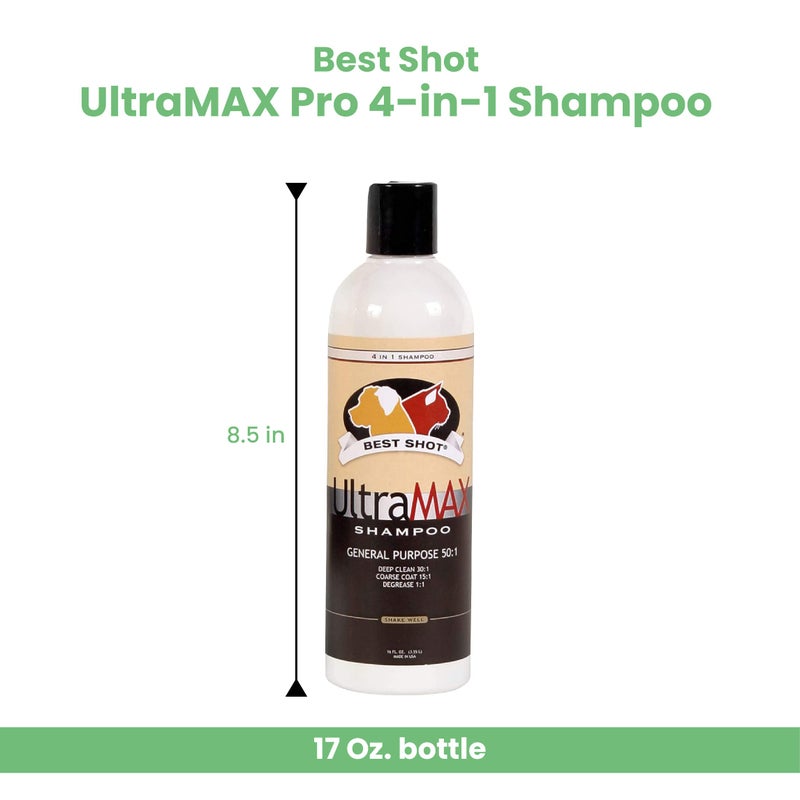 Best Shot UltraMAX Pro 4-in-1 Shampoo, Versatile Pet Shampoo, Ideal Pet Grooming Supplies, Ready to Use, Sweet Pea Essence, 17 Oz. - Image 2